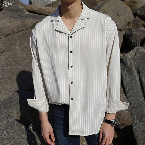 

Крупногабаритная полосатая мужская рубашка с длинным рукавом Camisa Listrada Masculina Коре