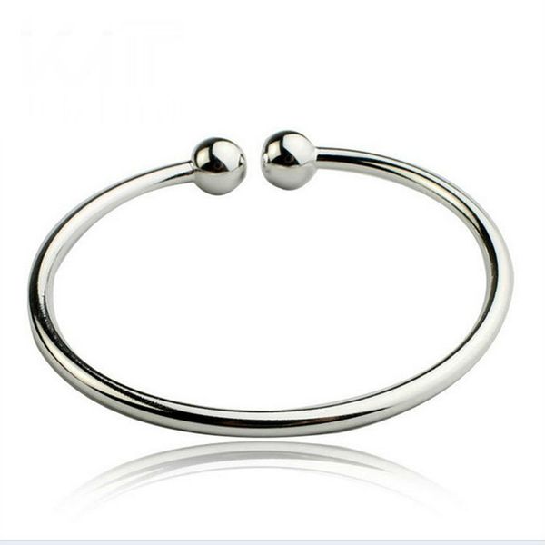 

925 sterling silver bangle bracelets open charm bracelet cuff bangle, Black