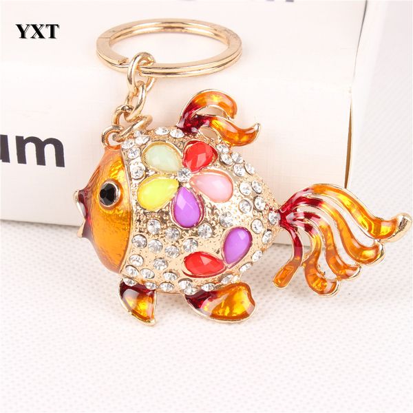 

gold fish lovely tail flower cute crystal charm purse handbag car key keyring keychain party creative birthday gift, Silver