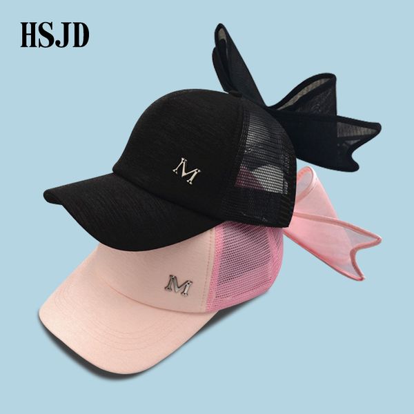 

snapback big bowknot net baseball cap female  mark pink mesh hat with bow summer women's caps brand visor women sun hats, Blue;gray