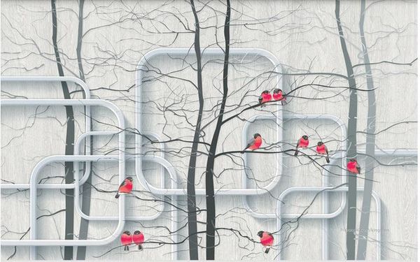 

custom wall mural modern art painting mural wallpaper abstract woods bird d tv background wall art mural for living room larg