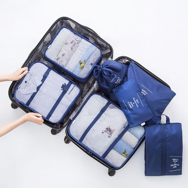 

ins 2018 new waterproof travel large capacity storage bag seven-piece set women folding bag luggage travel