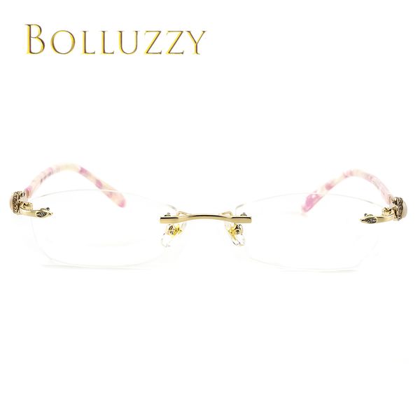 

fashion women girl degree eyeglasses frame rimless ultra light rhinestone optical reading finding eyewear eyeglasses frame women, Silver