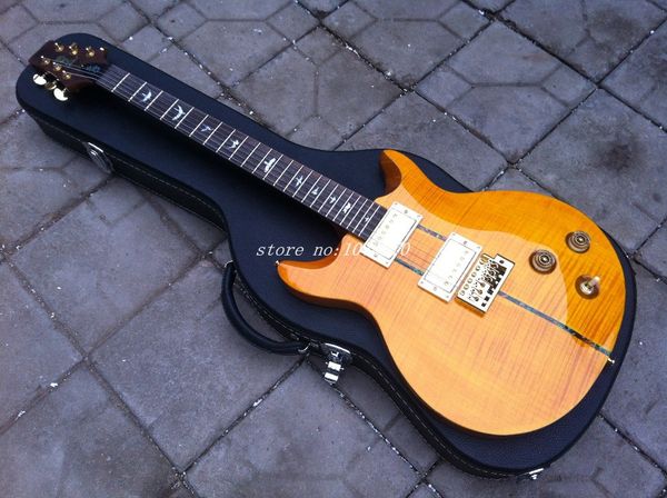 Venda por atacado - Chegada nova SANTANA Guitarra elétrica modelo amarelo estourou com o caso + grátis shipping2018!