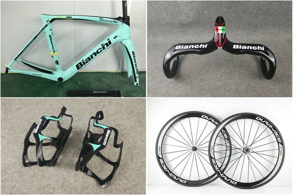 

Bianchi oltre xr4 blue carbon road bike frame bicycle frame et dura ace c50 carbon wheel bianchi ud glo y handlebar