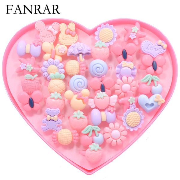 Acheter Bijoux En Gros Mixte Dessin Animé Anneaux Belle Rose Papillon Fleur Anneaux Bébé Fille Enfants Cadeau De Fête Danniversaire Avec Boîte