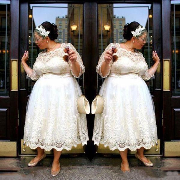 

2018 новый 3/4 с длинными рукавами вечерние платья длина чая полный кружева дешевые формальные пром платье партии квадратный вырез плюс разм, Black;red