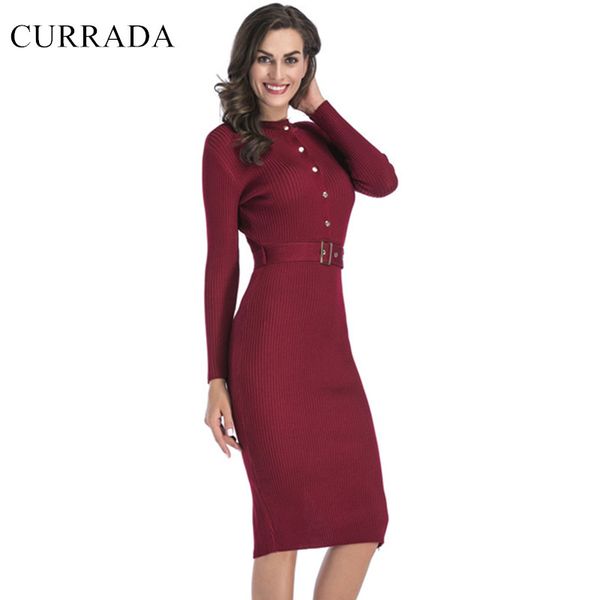 

bodycon slim sweater pencil dress round neck high waist belt elegant party dresses autumn winter wrap buttock warm dress, Black;gray