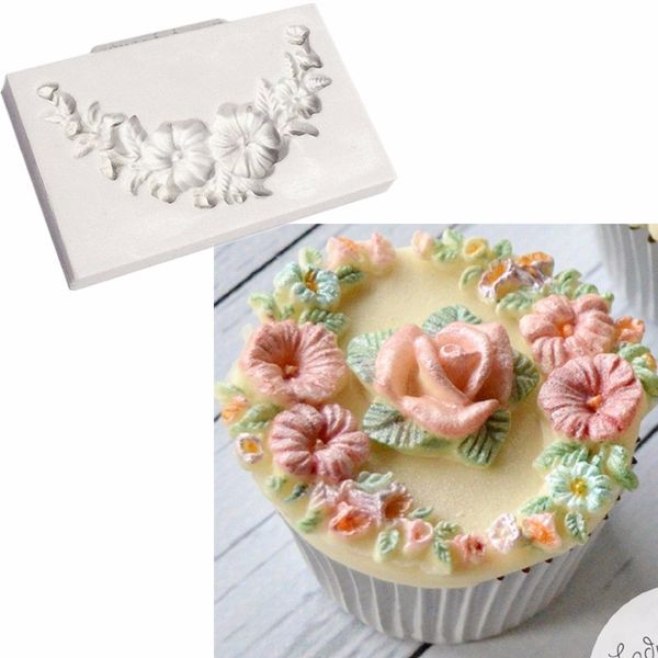 

floral swag silicone sgarcraft molds cupcake stencil soap chocolate moulds accesorios cocina wedding decoration christmas a972