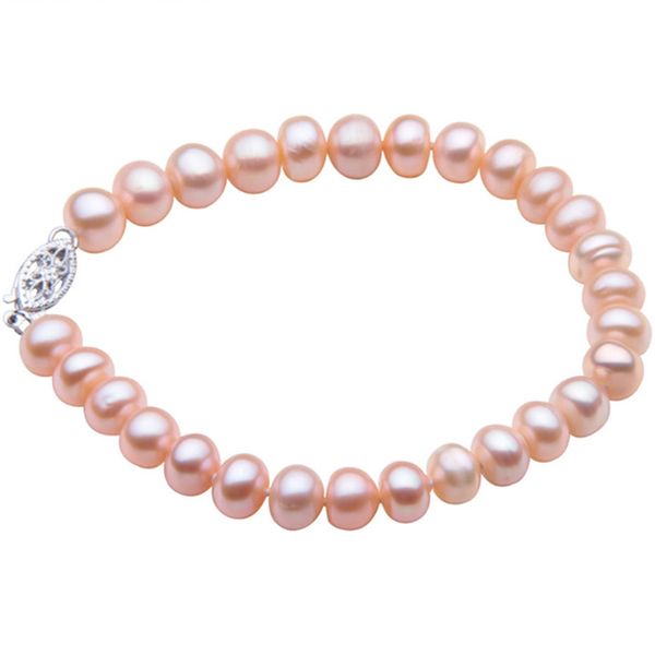 

yyw natural freshwater cultured pearl bracelet wedding jewelry pink button pearl beads 6/7mm bridal birthday bracelets, Black