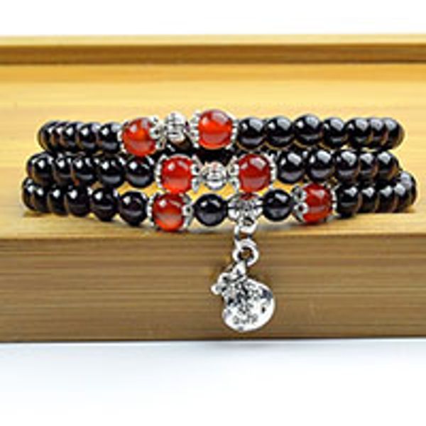 

5-6mm gradea natural garnet beaded bracelet tibetan buddhist 108 prayer beads necklace gourd mala prayer bracelet for meditation, Golden;silver