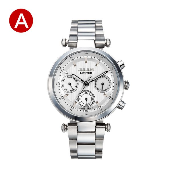 

julius quartz watch ladies bracelet watches erkek kol saati dress stainless steel alloy silver black blue pink, Slivery;brown