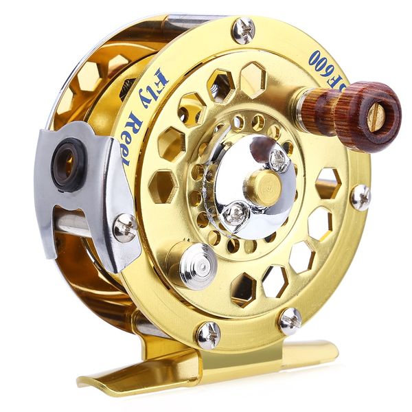 

full metal bf600 metal fly reel fishing tackle gold disk drag ocean lake stream pool accessory