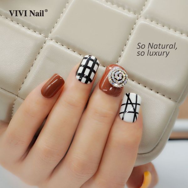 

press on false nails with designs box full cover fake nail tips artificial abs, Red;gold