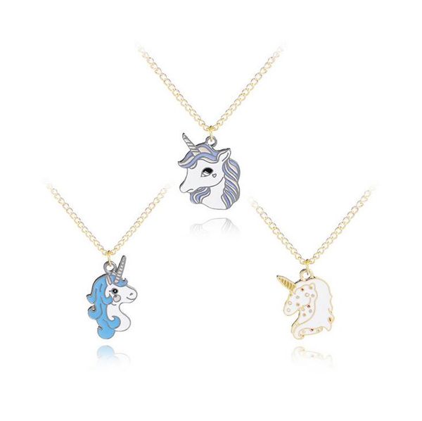 7 Stil Renkli Unicorn Kolye Kolye Collarbone Zincir Moda Aksesuarları Klavikula Zincir Güzel Doğum Günü Hediyesi Ücretsiz Gemi