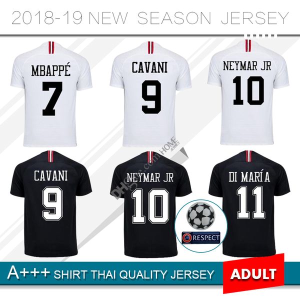 

2018 mbappe 7 occer jer ey 18 19 pari third black white 9 cavani 2019 p g football hirt champion league maillot de foot uniform