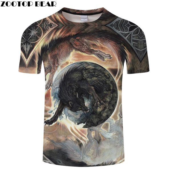 

animal tshirt wolf t shirt men funny t-shirt 3d print tee streatwear 6xl harajuku camiseta short sleeve drop ship zooear, White;black