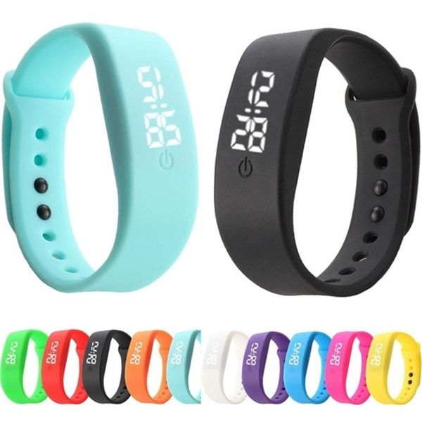 

fashion silicon strap watch student date sports bracelet digital led wrist watch present for women & men, Slivery;brown