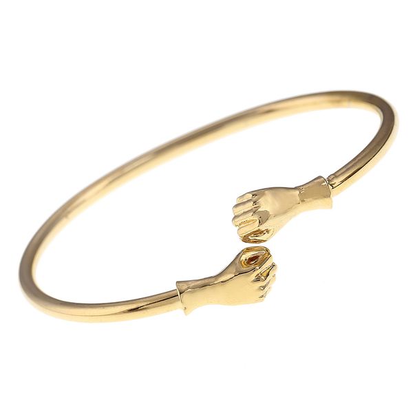 

gold plated hip hop fist ends power cuff bangle bracelet, Black