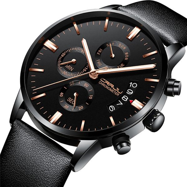 

cj2222 function water resistant men watch leather luxury quartz wristwatch mens watch date relojes hombre sports men's watches, Slivery;brown