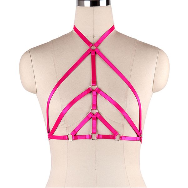

new arrival women strappy cage bra black gothic harness halter neck bra lenceria underwear bust bondage harajuku, Black;white