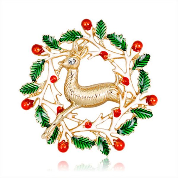 

new fashion brooch gold plated cute christmas elk deer brooches for women cloth accessory green branch brooch pin jewelry db, Gray