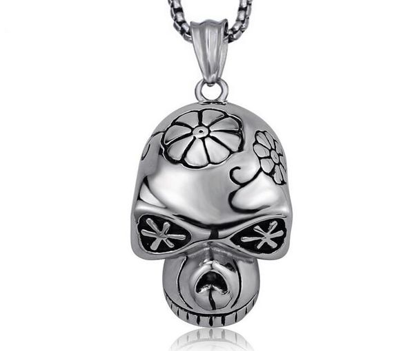 

men fashion skeleton pendent necklace titanium steel retro personality skull accessory contracted fashionable bf gifts jewelry4324534, Silver