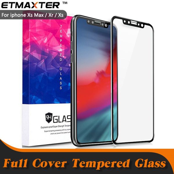 

etmaxter for iphone x xs plus xr 6.1 6.5 inch full cover anti blue ray explosion-proof 3d 9h tempered glass