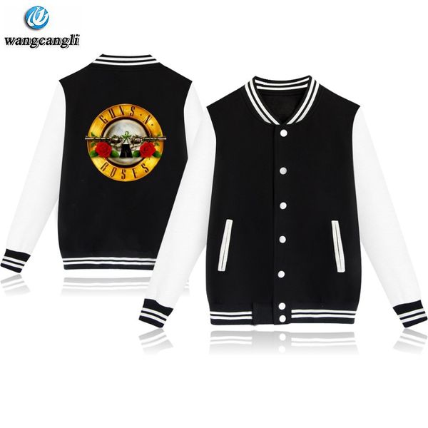 

guns n rose 2018 autumn winter women&men baseball jacket and rock band casaco coat plus size pink bomber jackets and sweatshirt, Black;brown