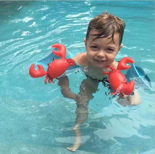 Novo bebê inflável braçadeira banda de natação dos desenhos animados pulseira flamingo caranguejo bebê nadar anéis safty ferramentas de apoio Inflável Float Swim Arm Anel