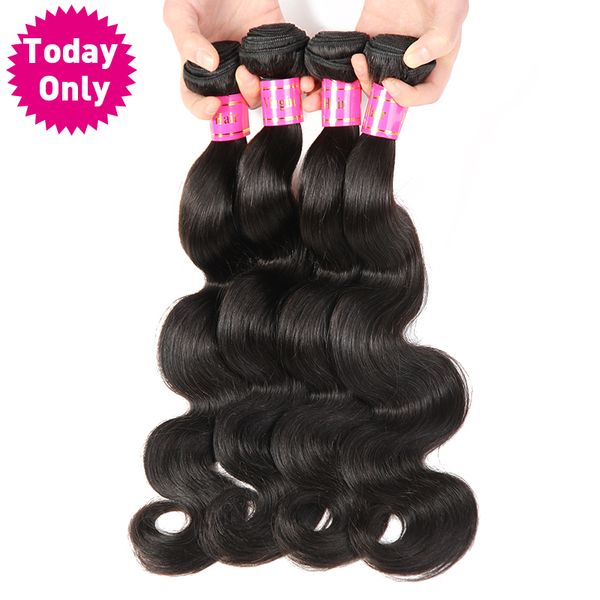 

today only] brazilian body wave bundles 100% human hair weave bundles natural color hair extension non remy can buy 3 or 4, Black;brown