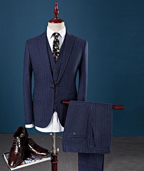 

известная торговая марка мужских костюмы для свадебной slim fit однобортных мужских смокингов groom wedding костюма (куртка + брюки + жилет, Black;gray