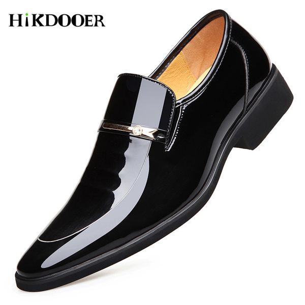 

2018 newly men's quality patent leather shoes zapatos de hombre black leather shoes men dress office luxury