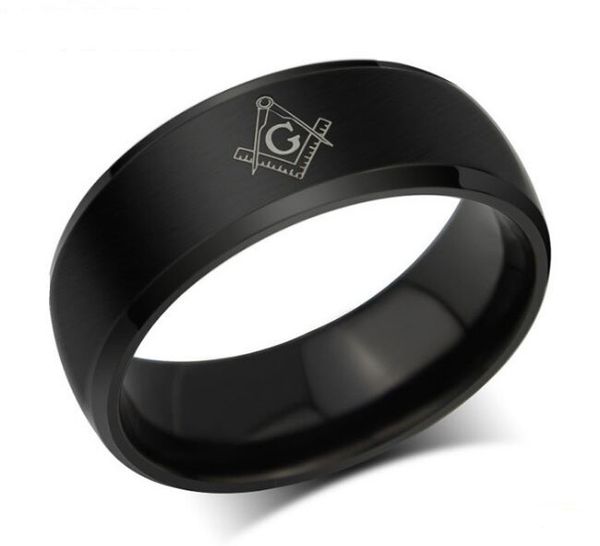 

8mm mosonic gold color/ black color stainless steel ring mens rings in usa and europe, Silver
