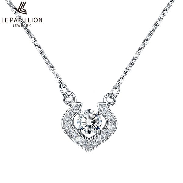 

le papillion real 925 sterling silver necklace fashion silver 925 jewelry charming movable zircon heart pendant necklace collare