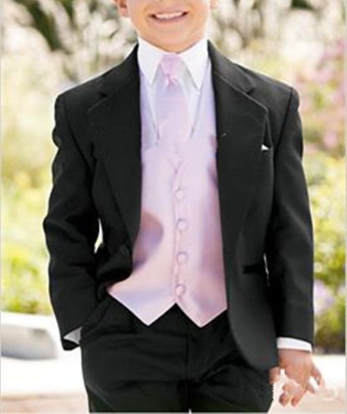 

custom made black boy's formal wear tuxedos notch lapel children suit kid wedding prom suits (jacket+pants+vest), Black;gray