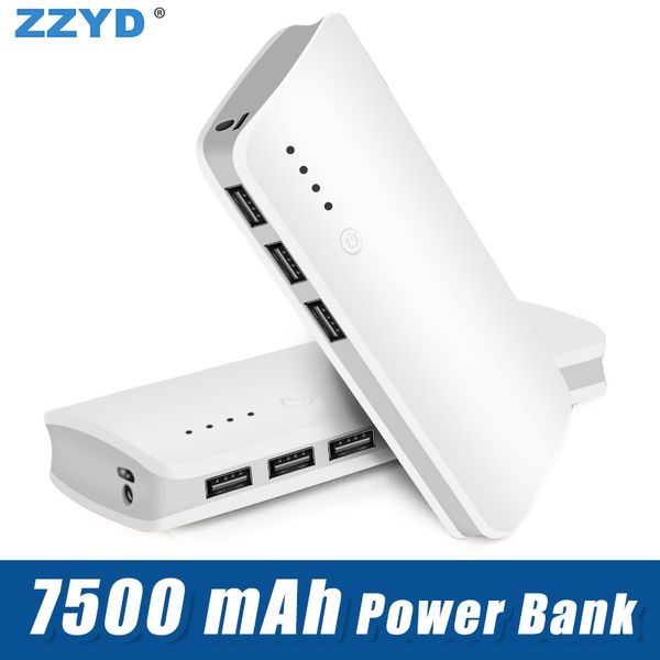

ZZYD 7500/10000 mAh Portable Power bank Portable 3USB Charger backup battery Emergance PowerBanks For iP 7 8 Samsung S8 Tablet Any phone