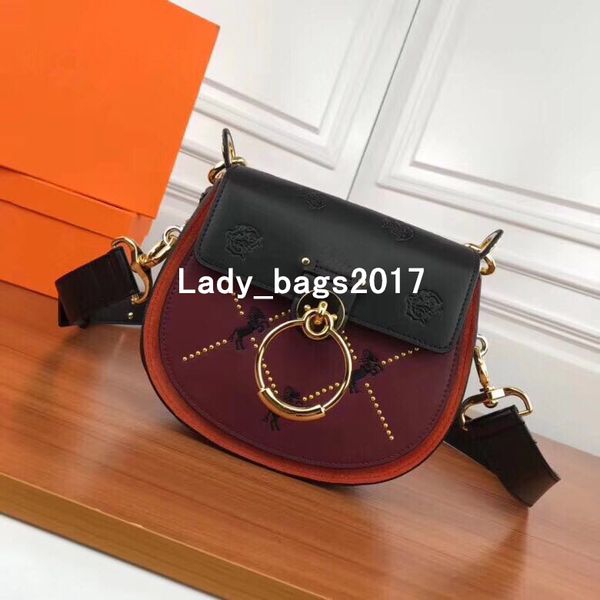 

ring shoulder classic bag leather genuine flap crossbody strap bag shoulder retro messenger saddle handbag hvlpx, Red;black