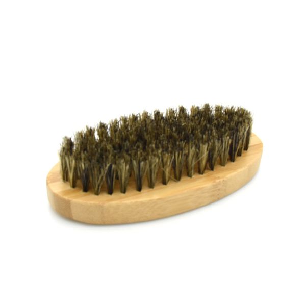 

natural boar hair bristle beard mustache brush shaving comb face massage round wood handle handmade brushes, Silver