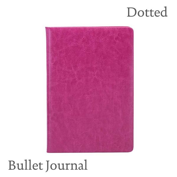 

dotted hard cover leatherette diary notebook creative a5 journal bujo, Purple;pink