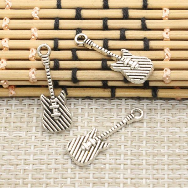 

whole sale10pcs charms guitar 25*9mm tibetan silver plated pendants antique jewelry making diy handmade craft, Bronze;silver