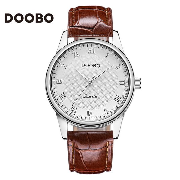 

doobo new design men's watch quartz watch brand 2018 korean style gift, Slivery;brown