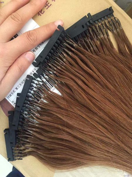 Colore personalizzato disponibile 6D estensioni dei capelli umani 9A Nero Brown Brown Professional 100Strands 100 grammi / set può essere in stile con ferro