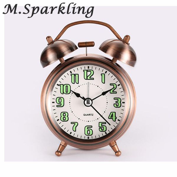 

m.sparkling metal creative small alarm clock bedside bedroom children quiet fashion table clock super large ringtones