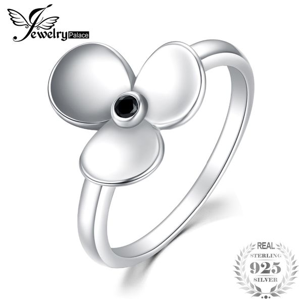 

jewelrypalace genuine black spinal ring 925 sterling silver ring flower vintage elegance gemstone women fashion jewelry gifts, Golden;silver
