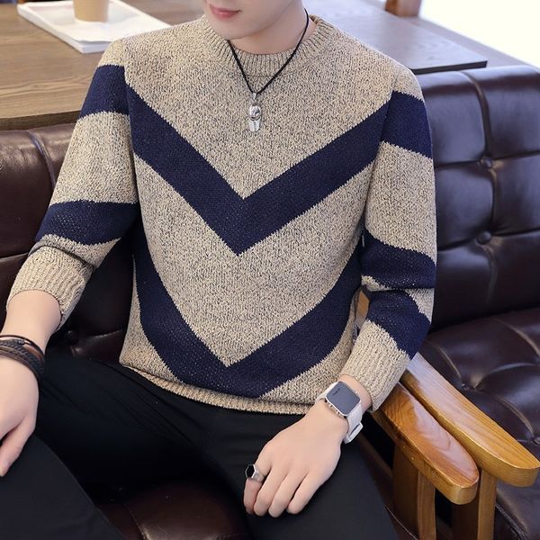 

varsanol striped sweater men o neck pullovers mens warm sweater knitted long sleeve coat new 2018 winter long sleeve slim, White;black