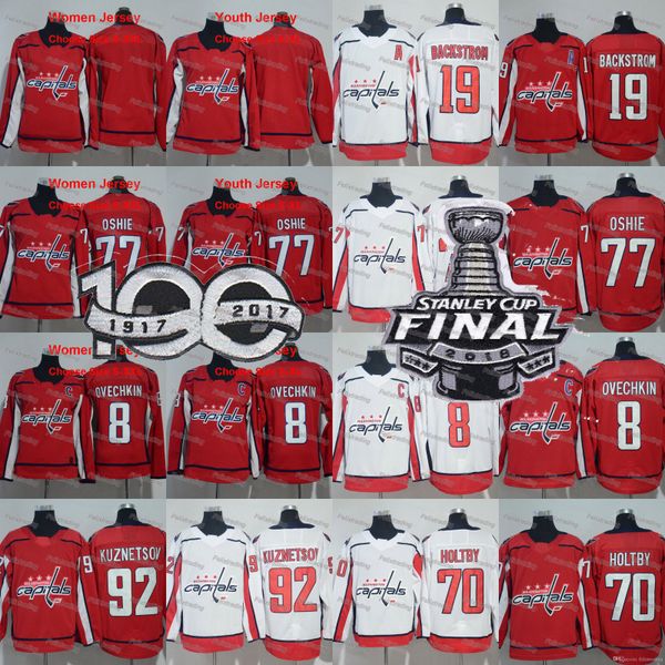 

Women Youth Men 8 Alex Ovechkin 2018 Stanley Cup Final Washington Capitals Nicklas Backstrom T.J Oshie Evgeny Kuznetsov Braden Holtby Jersey