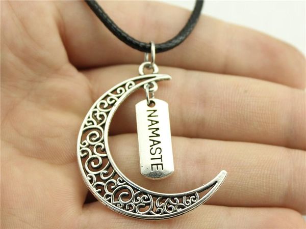 

wysiwyg 5 шт. кожа цепи ожерелья подвески колье воротник ручной работы ожерелье мужчины namaste тег 21x8mm n6-b11573-b11785, Golden;silver