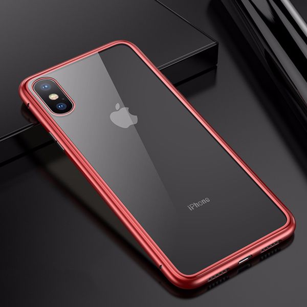 

for iphone 6 case magnetic adsorption flip for iphone x case tempered glass back metal bumpers shell for goophone phone case