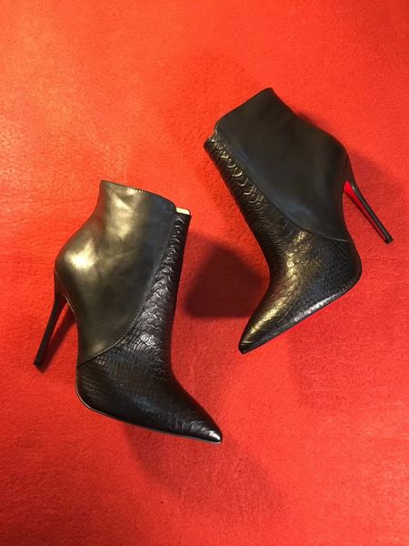 

Counter quality genuine leather pointe toe black women fa hion 10cm heel ankle boot hoe